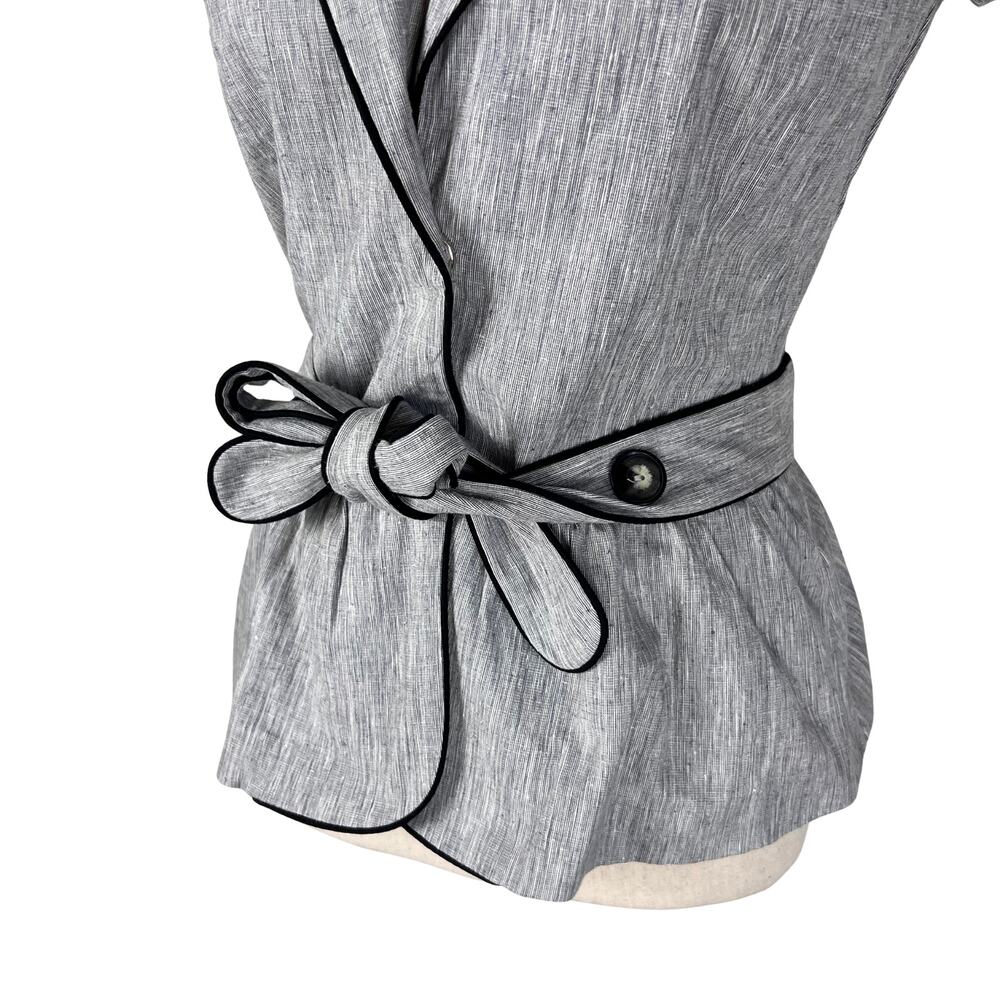 I.N. San Francisco Gray Belted Puff Sleeve Blazer Top Y2K Career Core Medium - Picture 2 of 7